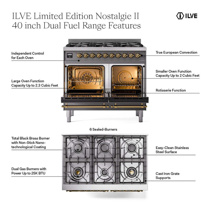 ILVE Nostalgie II 40" Dual Fuel Range (Limited Edition) - UPD406NMP