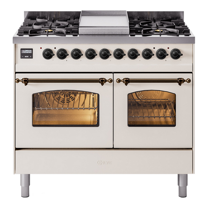 ILVE 40" Nostalgie II Series Freestanding Double Oven Dual Fuel Range (UPD40FNMP)