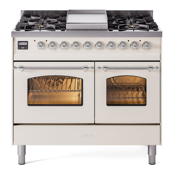 ILVE 40" Nostalgie II Series Freestanding Double Oven Dual Fuel Range (UPD40FNMP)