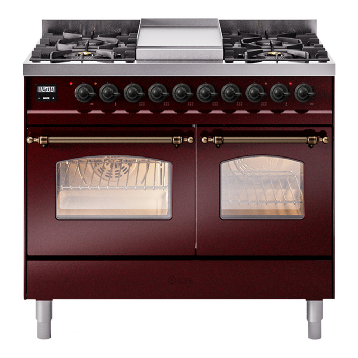 ILVE 40" Nostalgie II Series Freestanding Double Oven Dual Fuel Range (UPD40FNMP)
