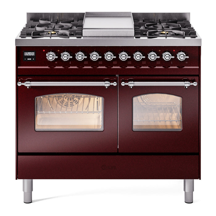 ILVE 40" Nostalgie II Series Freestanding Double Oven Dual Fuel Range (UPD40FNMP)