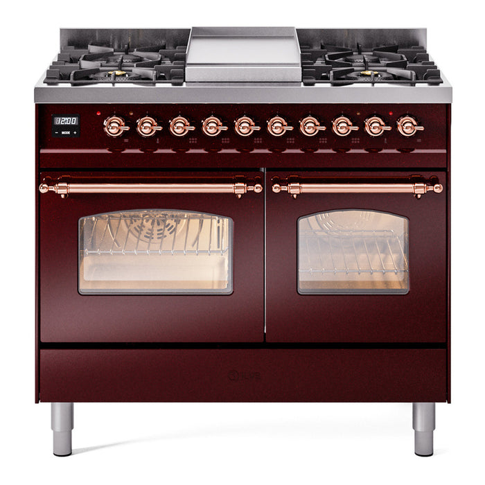 ILVE 40" Nostalgie II Series Freestanding Double Oven Dual Fuel Range (UPD40FNMP)