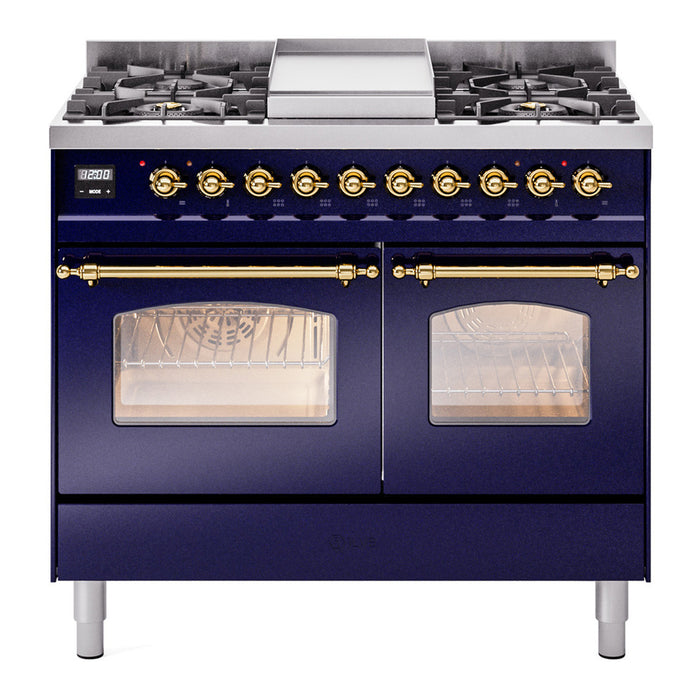 ILVE 40" Nostalgie II Series Freestanding Double Oven Dual Fuel Range (UPD40FNMP)