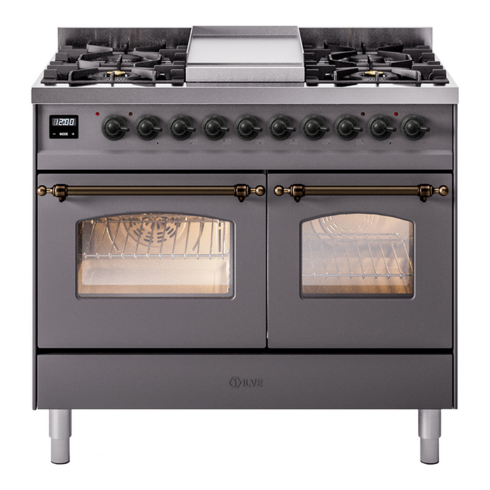 ILVE 40" Nostalgie II Series Freestanding Double Oven Dual Fuel Range (UPD40FNMP)