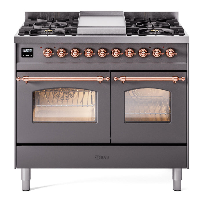 ILVE 40" Nostalgie II Series Freestanding Double Oven Dual Fuel Range (UPD40FNMP)
