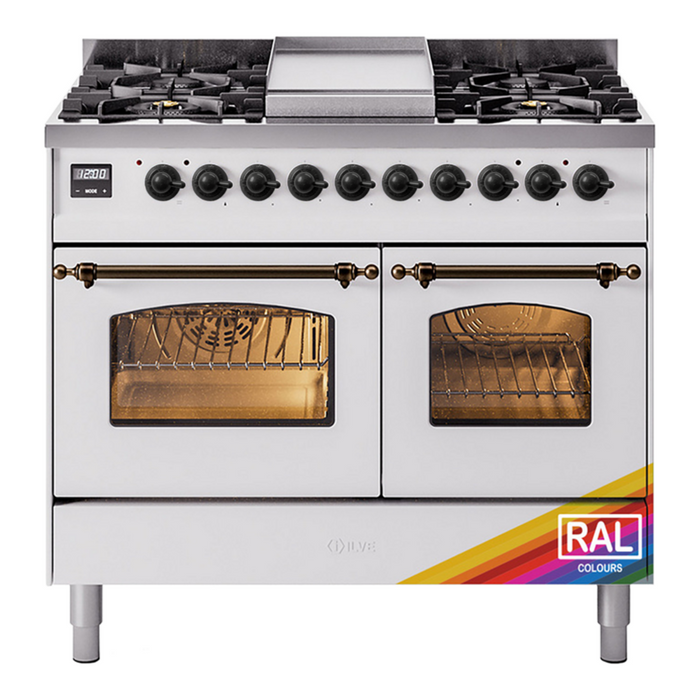 ILVE 40" Nostalgie II Series Freestanding Double Oven Dual Fuel Range (UPD40FNMP)