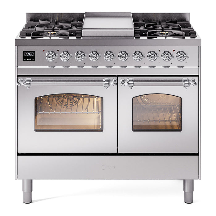 ILVE 40" Nostalgie II Series Freestanding Double Oven Dual Fuel Range (UPD40FNMP)