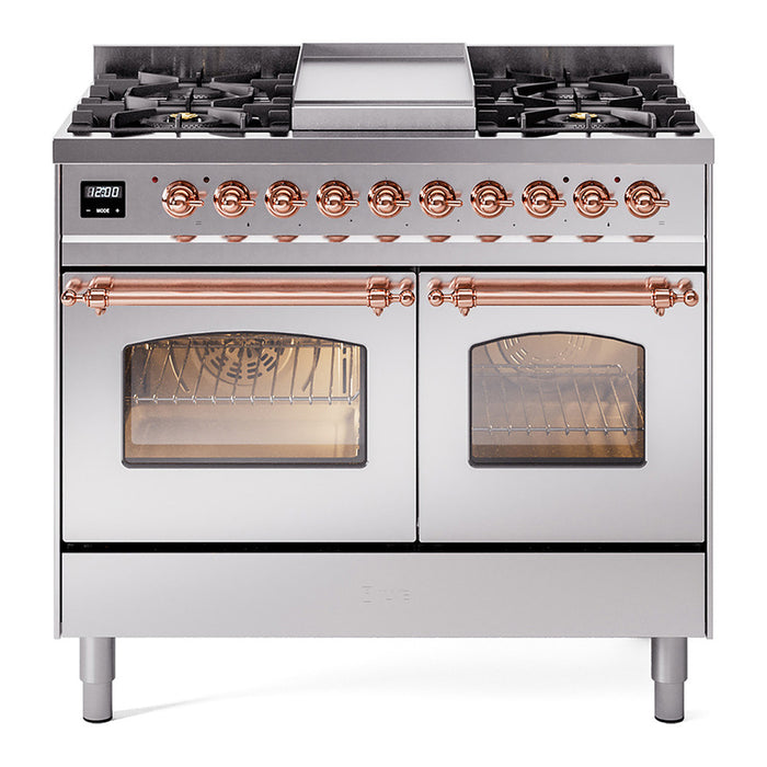 ILVE 40" Nostalgie II Series Freestanding Double Oven Dual Fuel Range (UPD40FNMP)