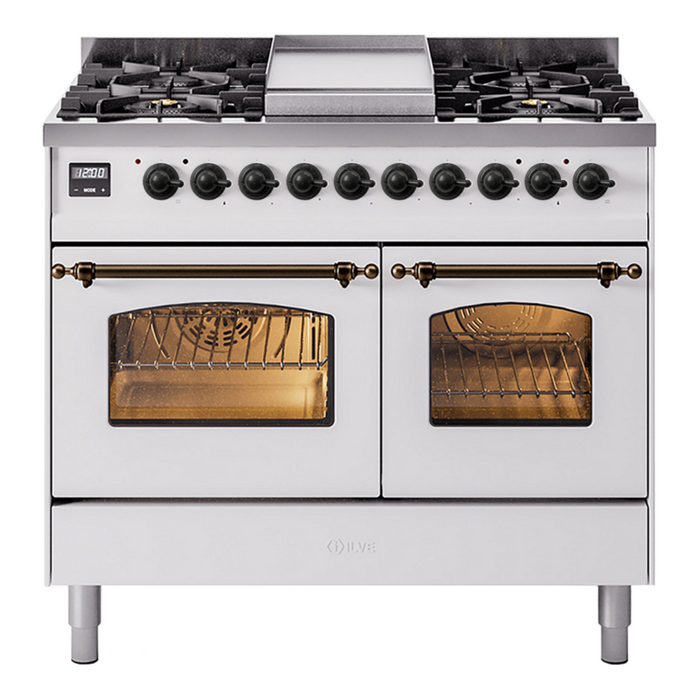 ILVE 40" Nostalgie II Series Freestanding Double Oven Dual Fuel Range (UPD40FNMP)