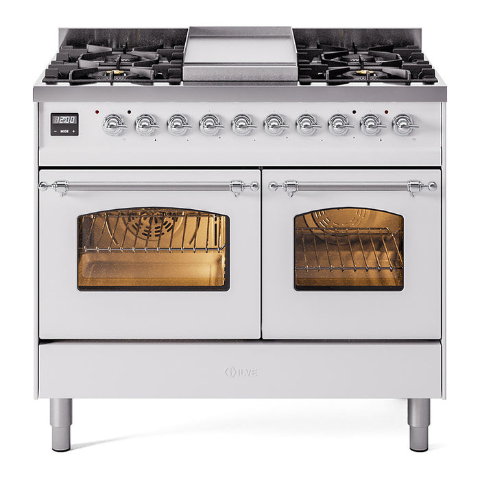 ILVE 40" Nostalgie II Series Freestanding Double Oven Dual Fuel Range (UPD40FNMP)