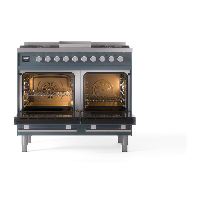 ILVE Professional Plus II 40" Dual Fuel Range with 6 Sealed Burners + Griddle Solid Door - UPD40FQMP