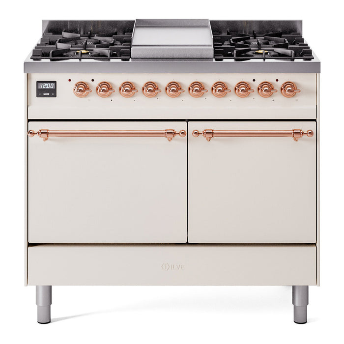 ILVE Nostalgie II 40" Dual Fuel Range with 6 Sealed Burners + Griddle Solid Door - UPD40FQNMP