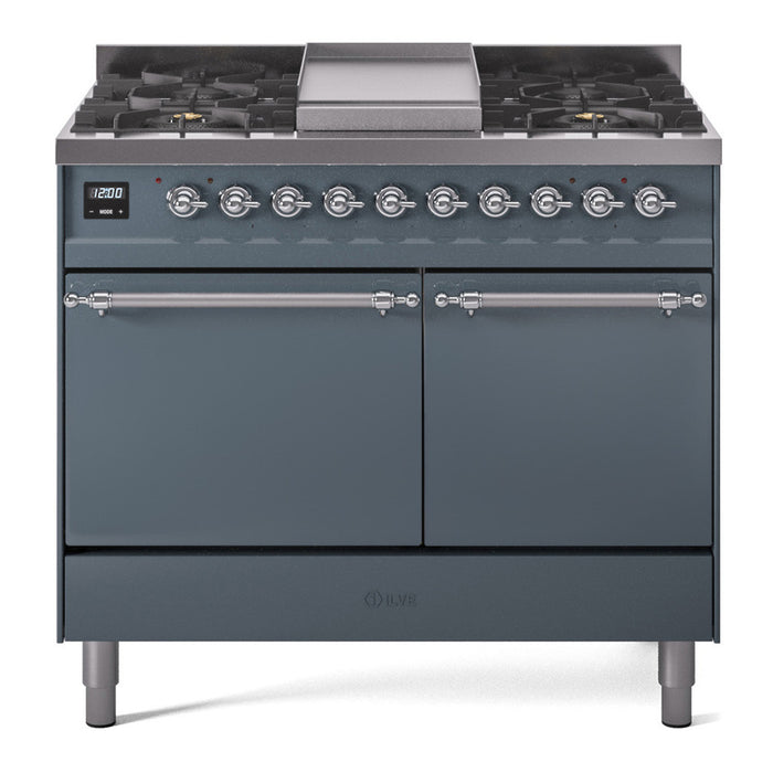 ILVE Nostalgie II 40" Dual Fuel Range with 6 Sealed Burners + Griddle Solid Door - UPD40FQNMP