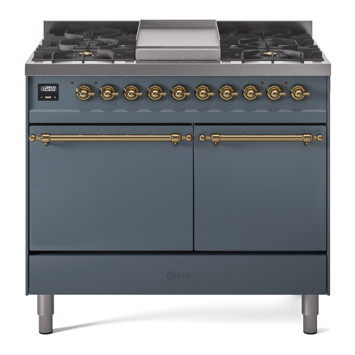 ILVE Nostalgie II 40" Dual Fuel Range with 6 Sealed Burners + Griddle Solid Door - UPD40FQNMP