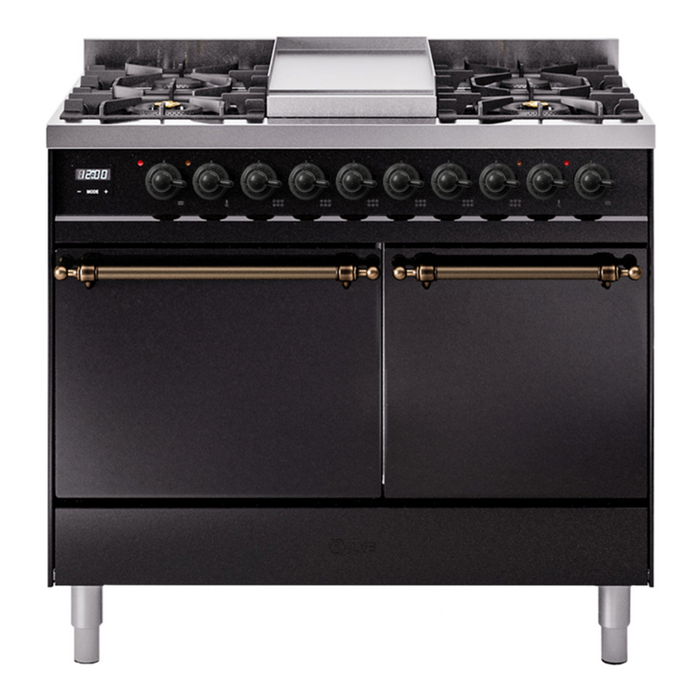 ILVE Nostalgie II 40" Dual Fuel Range with 6 Sealed Burners + Griddle Solid Door - UPD40FQNMP