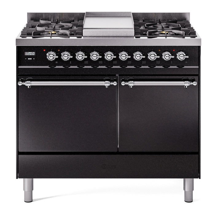 ILVE Nostalgie II 40" Dual Fuel Range with 6 Sealed Burners + Griddle Solid Door - UPD40FQNMP