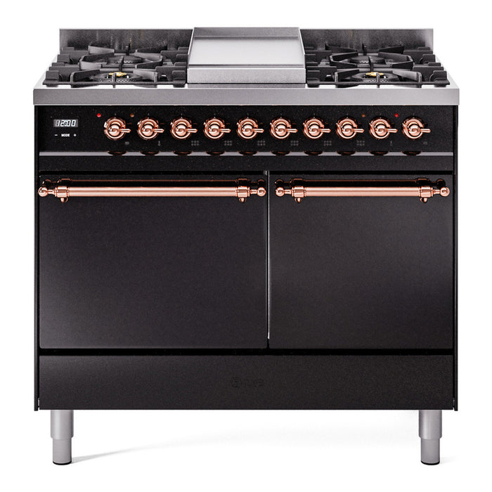 ILVE Nostalgie II 40" Dual Fuel Range with 6 Sealed Burners + Griddle Solid Door - UPD40FQNMP