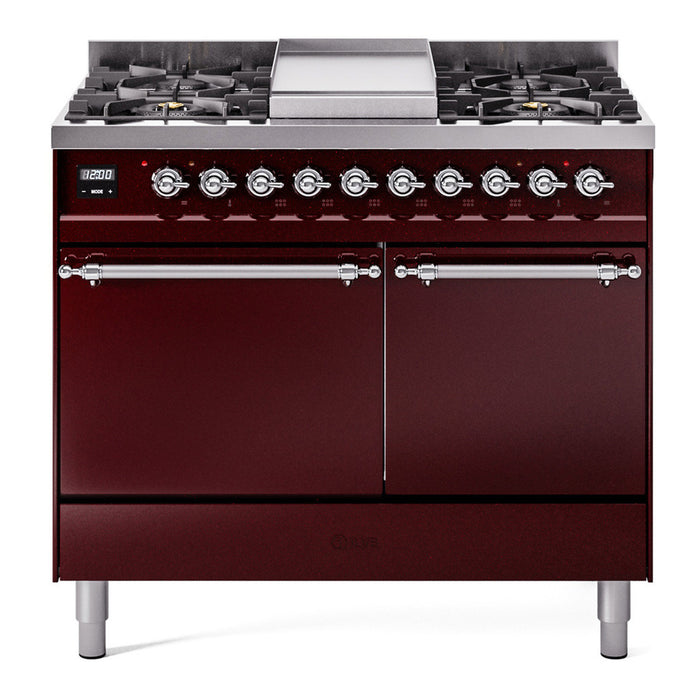 ILVE Nostalgie II 40" Dual Fuel Range with 6 Sealed Burners + Griddle Solid Door - UPD40FQNMP
