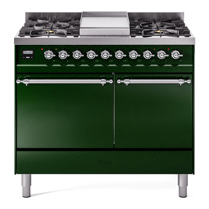 ILVE Nostalgie II 40" Dual Fuel Range with 6 Sealed Burners + Griddle Solid Door - UPD40FQNMP