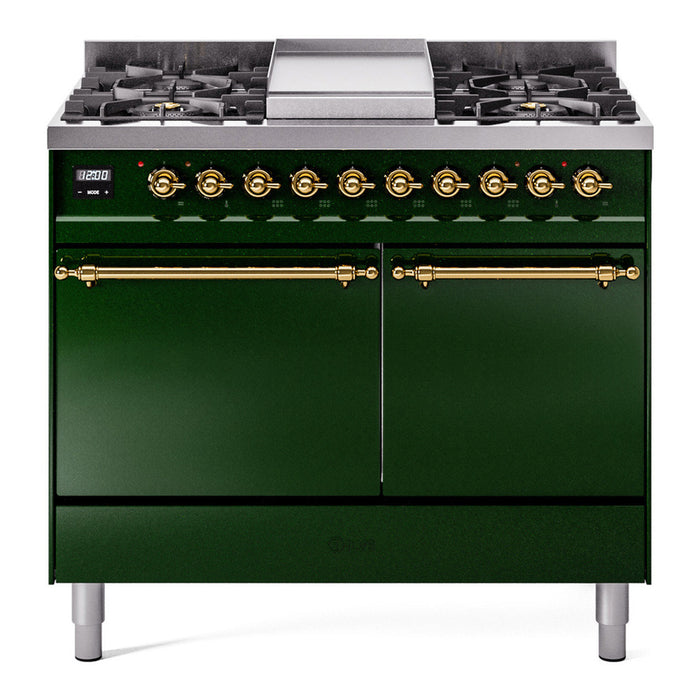 ILVE Nostalgie II 40" Dual Fuel Range with 6 Sealed Burners + Griddle Solid Door - UPD40FQNMP
