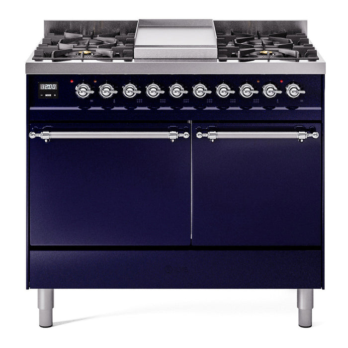 ILVE Nostalgie II 40" Dual Fuel Range with 6 Sealed Burners + Griddle Solid Door - UPD40FQNMP