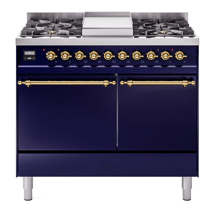 ILVE Nostalgie II 40" Dual Fuel Range with 6 Sealed Burners + Griddle Solid Door - UPD40FQNMP
