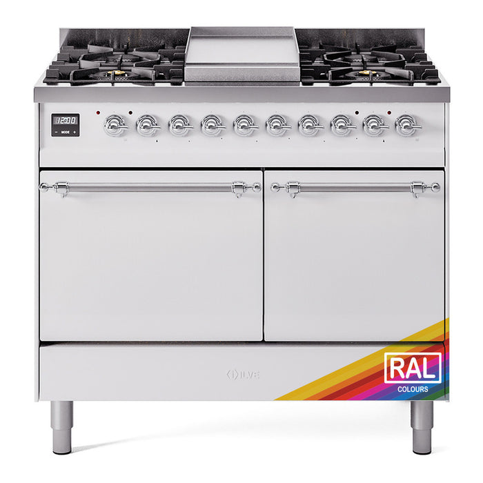 ILVE Nostalgie II 40" Dual Fuel Range with 6 Sealed Burners + Griddle Solid Door - UPD40FQNMP