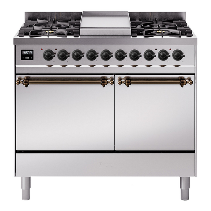 ILVE Nostalgie II 40" Dual Fuel Range with 6 Sealed Burners + Griddle Solid Door - UPD40FQNMP