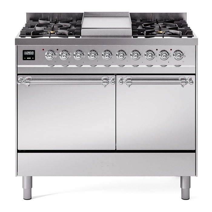 ILVE Nostalgie II 40" Dual Fuel Range with 6 Sealed Burners + Griddle Solid Door - UPD40FQNMP