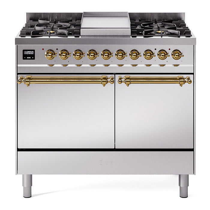 ILVE Nostalgie II 40" Dual Fuel Range with 6 Sealed Burners + Griddle Solid Door - UPD40FQNMP