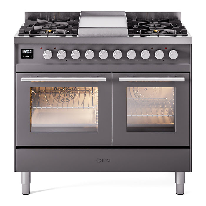 ILVE Professional Plus II 40-Inch Freestanding Dual Fuel Range with 6 Sealed Burner - UPD40FWMP