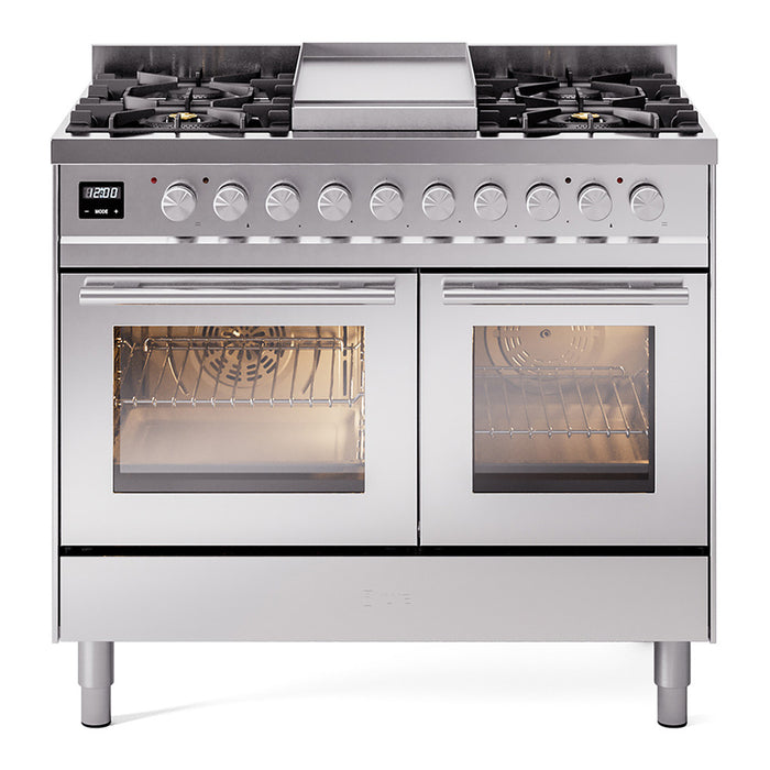 ILVE Professional Plus II 40-Inch Freestanding Dual Fuel Range with 6 Sealed Burner - UPD40FWMP