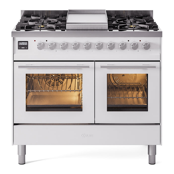 ILVE Professional Plus II 40-Inch Freestanding Dual Fuel Range with 6 Sealed Burner - UPD40FWMP