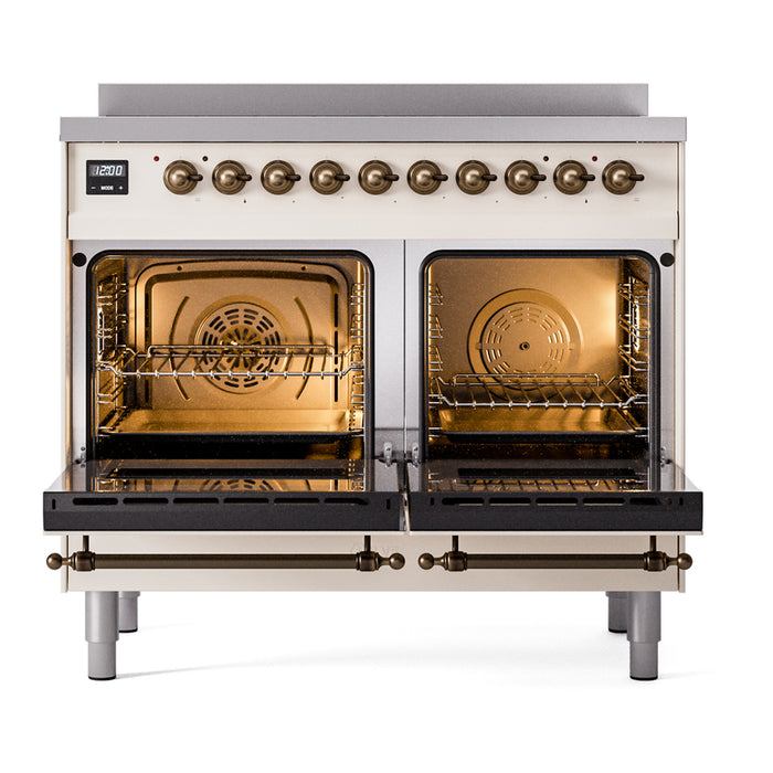 ILVE 40" Nostalgie II Series Freestanding Electric Double Oven Range with 6 Elements, Triple Glass Cool Door, Convection Oven, TFT Oven Control Display and Child Lock - UPDI406NMP