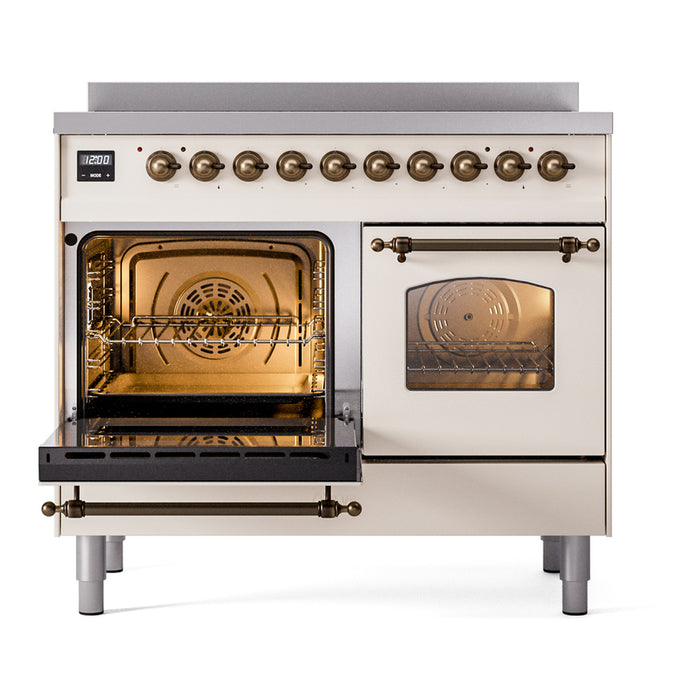 ILVE 40" Nostalgie II Series Freestanding Electric Double Oven Range with 6 Elements, Triple Glass Cool Door, Convection Oven, TFT Oven Control Display and Child Lock - UPDI406NMP