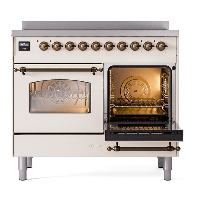 ILVE 40" Nostalgie II Series Freestanding Electric Double Oven Range with 6 Elements, Triple Glass Cool Door, Convection Oven, TFT Oven Control Display and Child Lock - UPDI406NMP