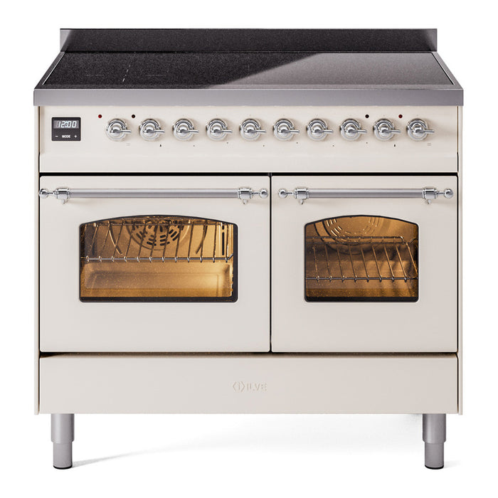 ILVE 40" Nostalgie II Series Freestanding Electric Double Oven Range with 6 Elements, Triple Glass Cool Door, Convection Oven, TFT Oven Control Display and Child Lock - UPDI406NMP