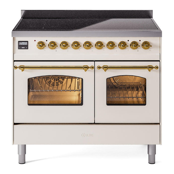 ILVE 40" Nostalgie II Series Freestanding Electric Double Oven Range with 6 Elements, Triple Glass Cool Door, Convection Oven, TFT Oven Control Display and Child Lock - UPDI406NMP
