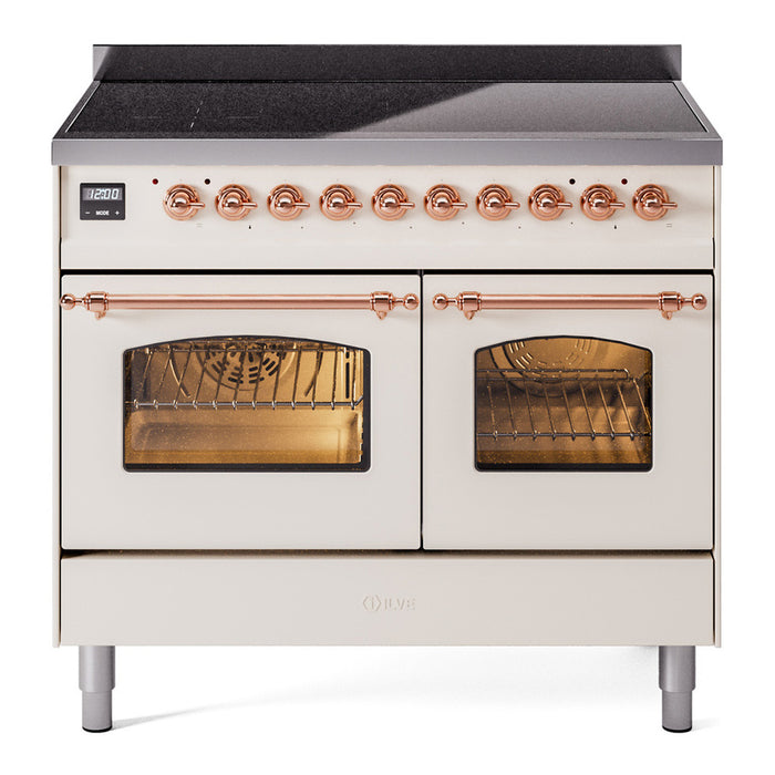 ILVE 40" Nostalgie II Series Freestanding Electric Double Oven Range with 6 Elements, Triple Glass Cool Door, Convection Oven, TFT Oven Control Display and Child Lock - UPDI406NMP