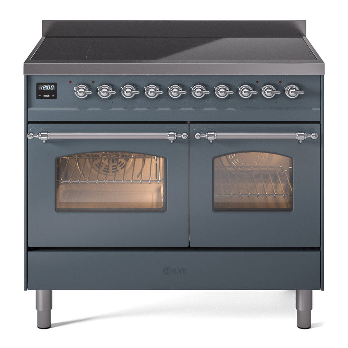ILVE 40" Nostalgie II Series Freestanding Electric Double Oven Range with 6 Elements, Triple Glass Cool Door, Convection Oven, TFT Oven Control Display and Child Lock - UPDI406NMP
