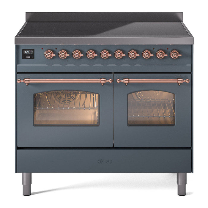 ILVE 40" Nostalgie II Series Freestanding Electric Double Oven Range with 6 Elements, Triple Glass Cool Door, Convection Oven, TFT Oven Control Display and Child Lock - UPDI406NMP
