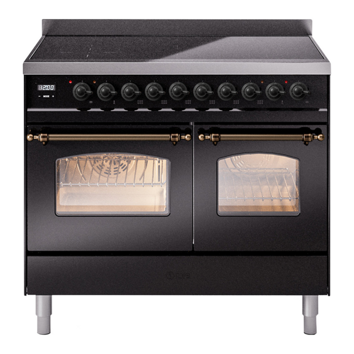 ILVE 40" Nostalgie II Series Freestanding Electric Double Oven Range with 6 Elements, Triple Glass Cool Door, Convection Oven, TFT Oven Control Display and Child Lock - UPDI406NMP