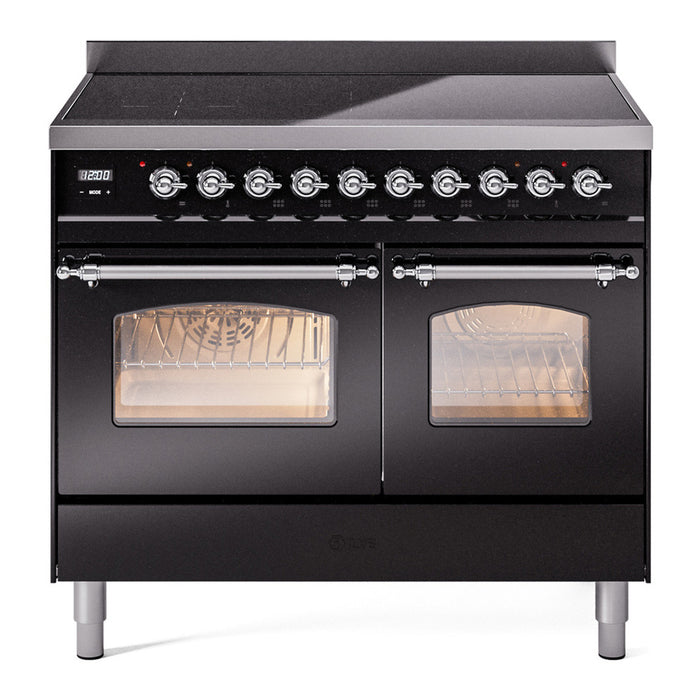 ILVE 40" Nostalgie II Series Freestanding Electric Double Oven Range with 6 Elements, Triple Glass Cool Door, Convection Oven, TFT Oven Control Display and Child Lock - UPDI406NMP