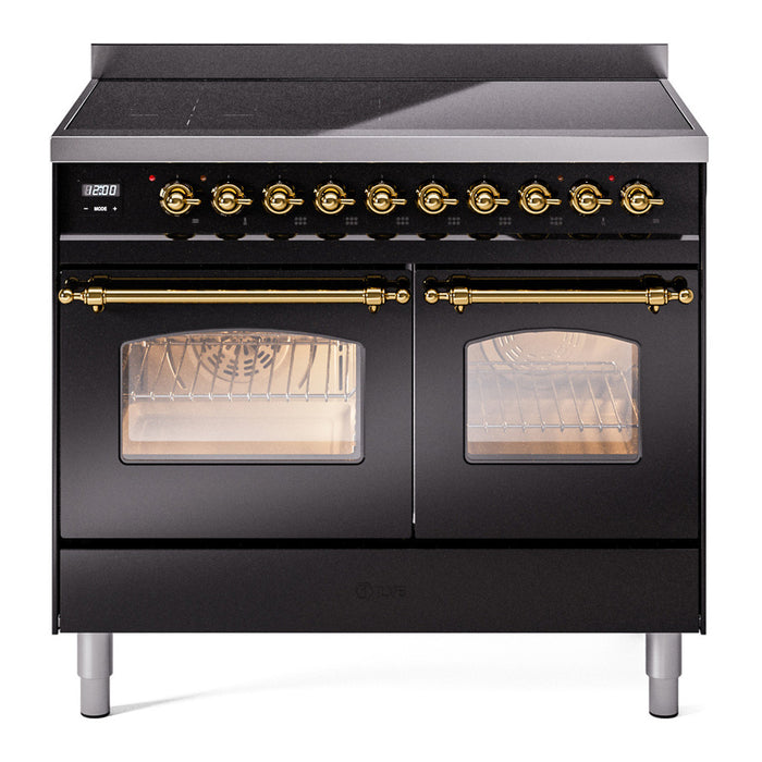 ILVE 40" Nostalgie II Series Freestanding Electric Double Oven Range with 6 Elements, Triple Glass Cool Door, Convection Oven, TFT Oven Control Display and Child Lock - UPDI406NMP