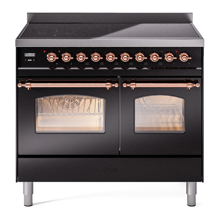 ILVE 40" Nostalgie II Series Freestanding Electric Double Oven Range with 6 Elements, Triple Glass Cool Door, Convection Oven, TFT Oven Control Display and Child Lock - UPDI406NMP