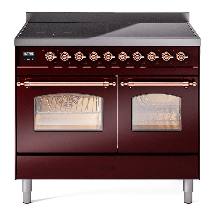 ILVE 40" Nostalgie II Series Freestanding Electric Double Oven Range with 6 Elements, Triple Glass Cool Door, Convection Oven, TFT Oven Control Display and Child Lock - UPDI406NMP