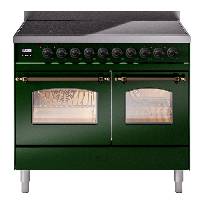 ILVE 40" Nostalgie II Series Freestanding Electric Double Oven Range with 6 Elements, Triple Glass Cool Door, Convection Oven, TFT Oven Control Display and Child Lock - UPDI406NMP