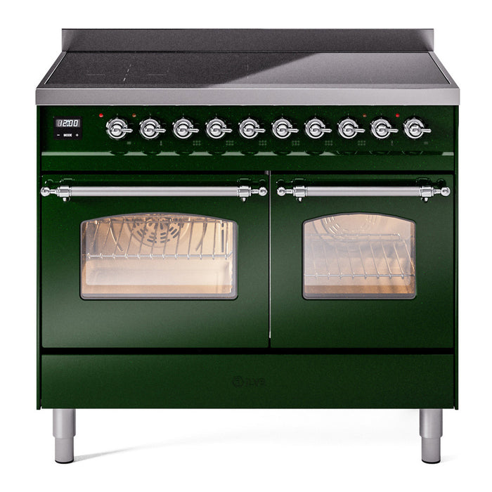 ILVE 40" Nostalgie II Series Freestanding Electric Double Oven Range with 6 Elements, Triple Glass Cool Door, Convection Oven, TFT Oven Control Display and Child Lock - UPDI406NMP