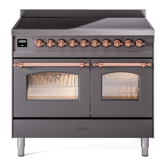 ILVE 40" Nostalgie II Series Freestanding Electric Double Oven Range with 6 Elements, Triple Glass Cool Door, Convection Oven, TFT Oven Control Display and Child Lock - UPDI406NMP