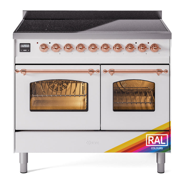 ILVE 40" Nostalgie II Series Freestanding Electric Double Oven Range with 6 Elements, Triple Glass Cool Door, Convection Oven, TFT Oven Control Display and Child Lock - UPDI406NMP